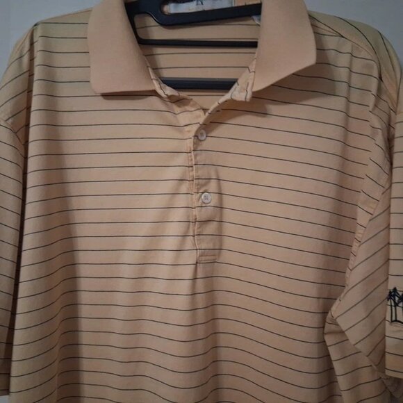 Fairway & Greene MONEY HILL Men's L 100% Cotton Yellow Striped Polo Golf Shirt - Picture 2 of 7